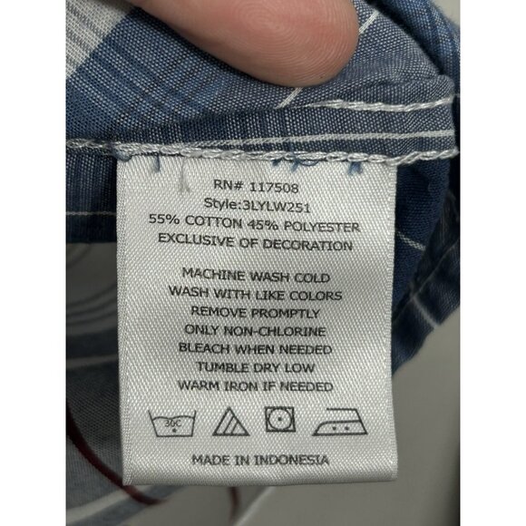 Levi's Western Shirt Mens XXL 2XL Modern Fit Blue White Plaid Pearl Snap - Picture 5 of 5